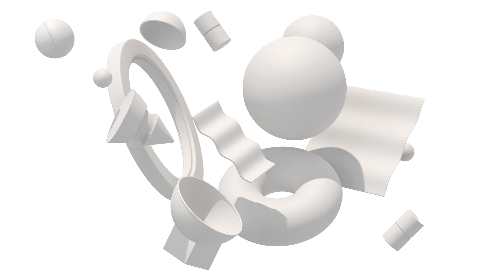 white geometric shapes hard light abstract illustration 3d render